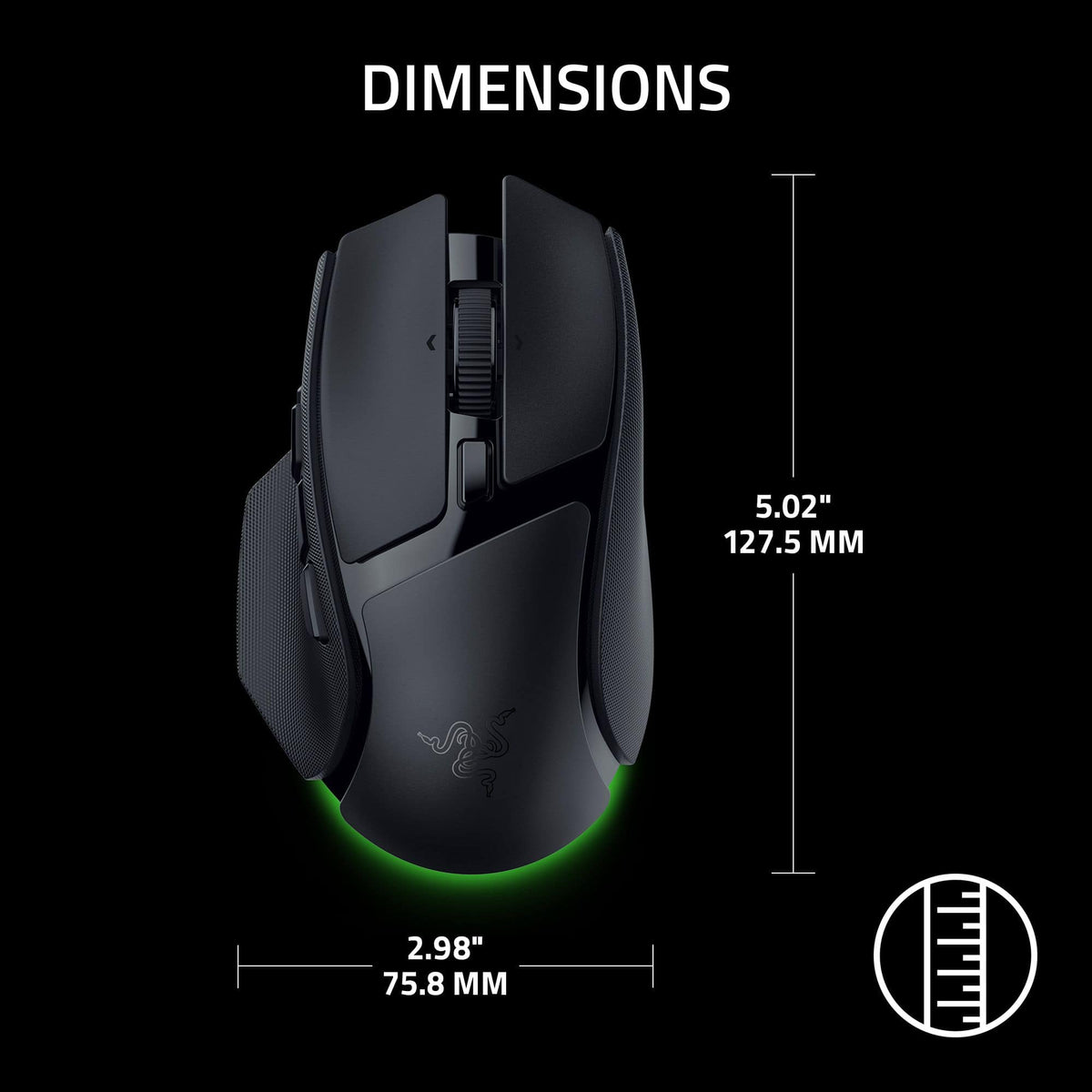 Razer - Basilisk V4 HyperSpeed Ergonomic Gaming Mouse with Chroma RGB Underglow - Wireless - Black