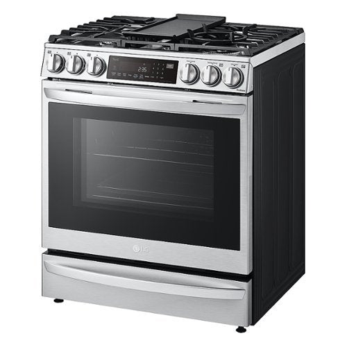 LG - 30-in Wide 6.3 Cu. Ft. Smart Slide-In Gas True Convection Range with 5 Burners, EasyClean and Air Sous-Vide - Stainless Steel
