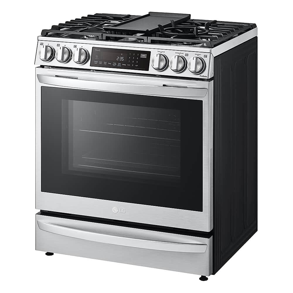 LG - 30-in Wide 6.3 Cu. Ft. Smart Slide-In Gas True Convection Range with 5 Burners, EasyClean and Air Sous-Vide - Stainless Steel