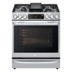 LG - 30-in Wide 6.3 Cu. Ft. Smart Slide-In Gas True Convection Range with 5 Burners, EasyClean and Air Sous-Vide - Stainless Steel