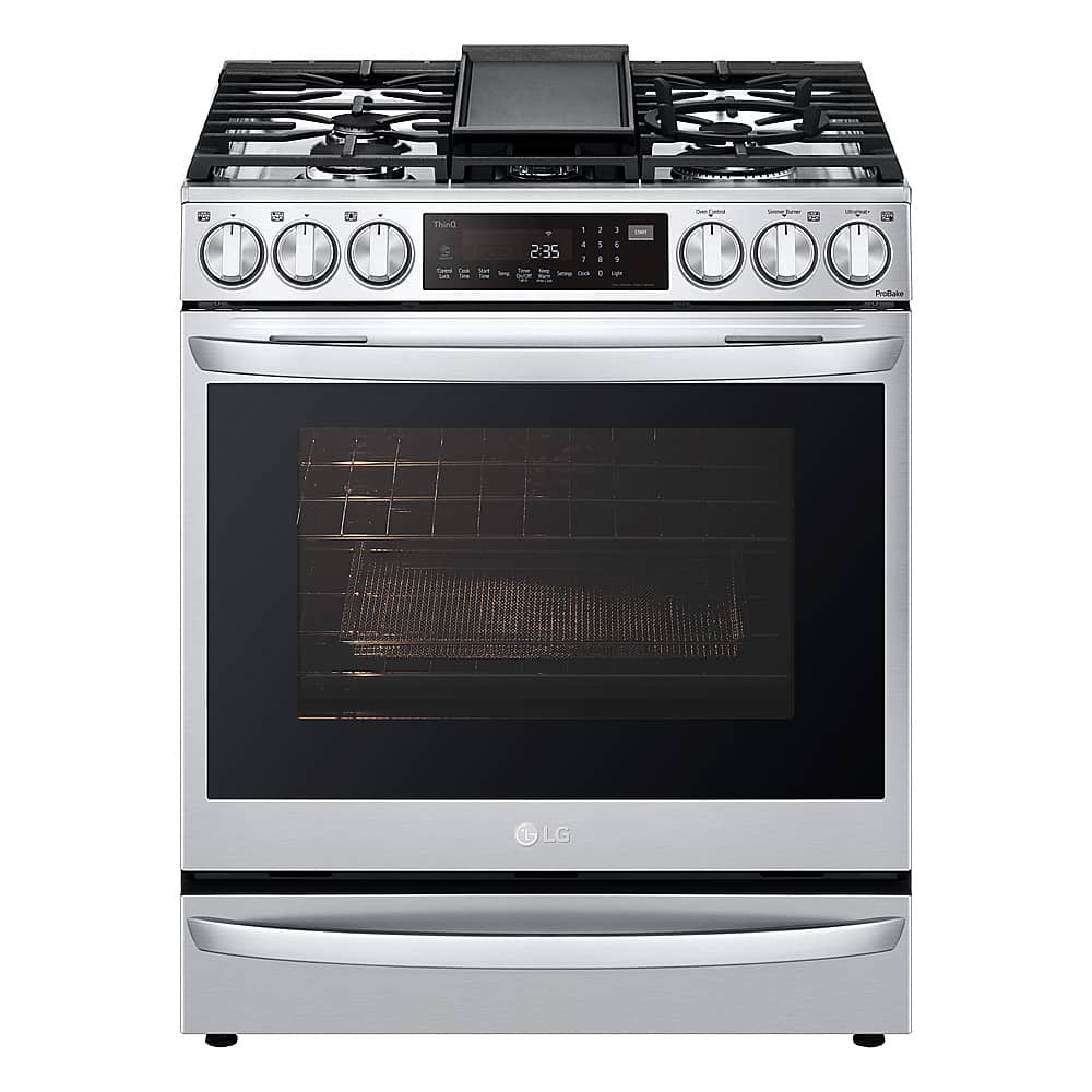 LG - 30-in Wide 6.3 Cu. Ft. Smart Slide-In Gas True Convection Range with 5 Burners, EasyClean and Air Sous-Vide - Stainless Steel