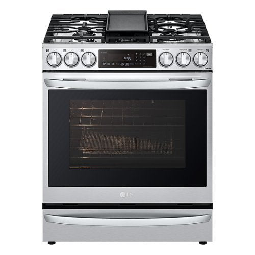 LG - 30-in Wide 6.3 Cu. Ft. Smart Slide-In Gas True Convection Range with 5 Burners, EasyClean and Air Sous-Vide - Stainless Steel