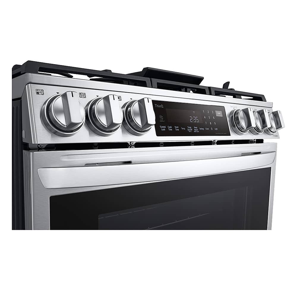 LG - 30-in Wide 6.3 Cu. Ft. Smart Slide-In Gas True Convection Range with 5 Burners, EasyClean and Air Sous-Vide - Stainless Steel