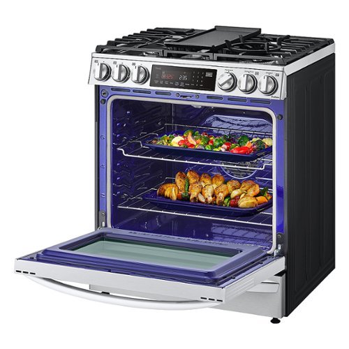 LG - 30-in Wide 6.3 Cu. Ft. Smart Slide-In Gas True Convection Range with 5 Burners, EasyClean and Air Sous-Vide - Stainless Steel