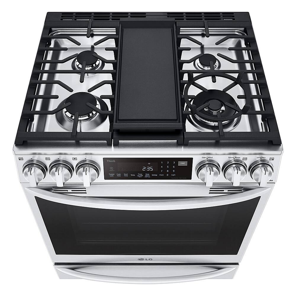 LG - 30-in Wide 6.3 Cu. Ft. Smart Slide-In Gas True Convection Range with 5 Burners, EasyClean and Air Sous-Vide - Stainless Steel