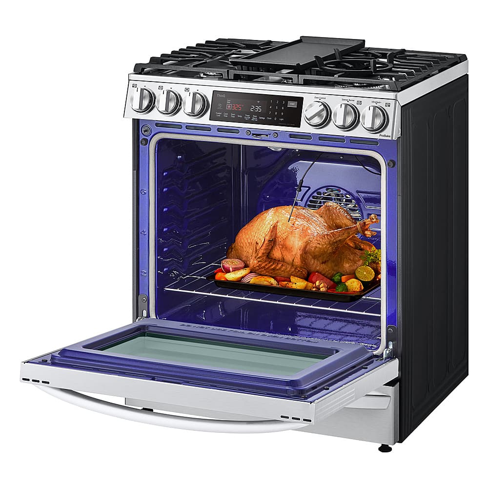LG - 30-in Wide 6.3 Cu. Ft. Smart Slide-In Gas True Convection Range with 5 Burners, EasyClean and Air Sous-Vide - Stainless Steel