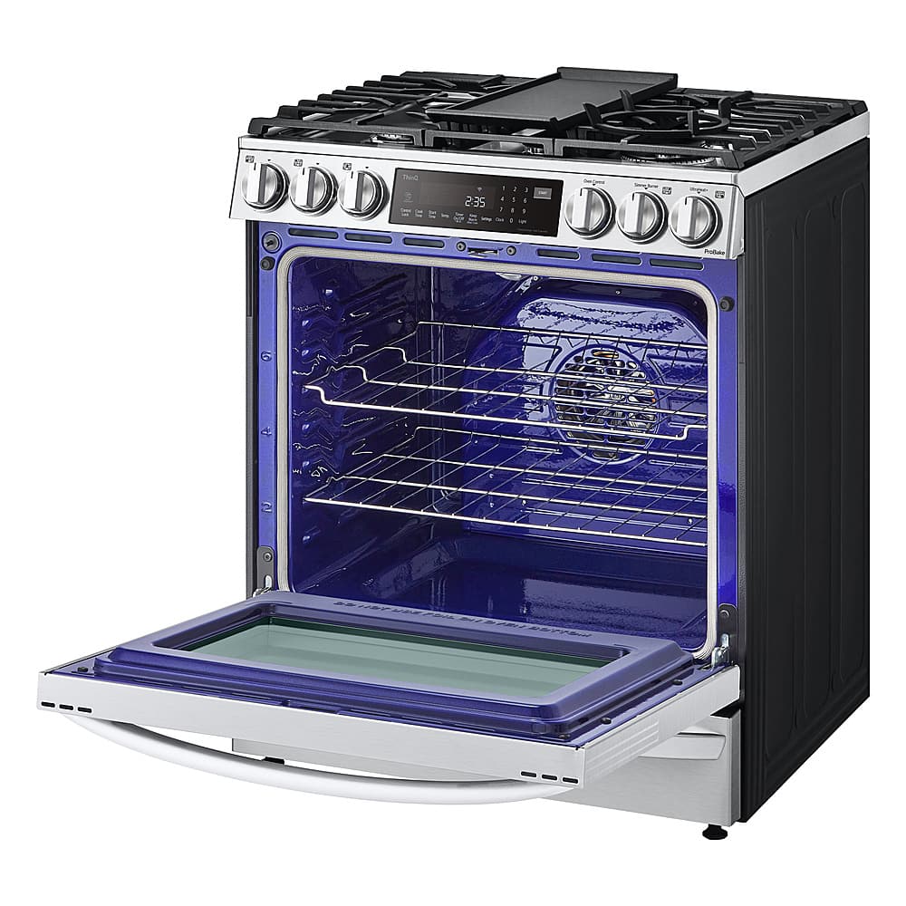LG - 30-in Wide 6.3 Cu. Ft. Smart Slide-In Gas True Convection Range with 5 Burners, EasyClean and Air Sous-Vide - Stainless Steel