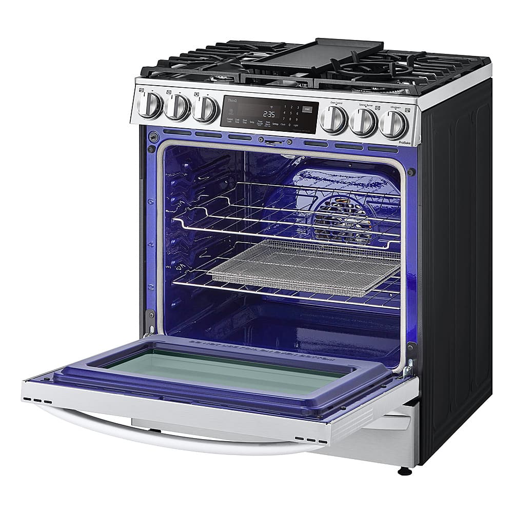 LG - 30-in Wide 6.3 Cu. Ft. Smart Slide-In Gas True Convection Range with 5 Burners, EasyClean and Air Sous-Vide - Stainless Steel