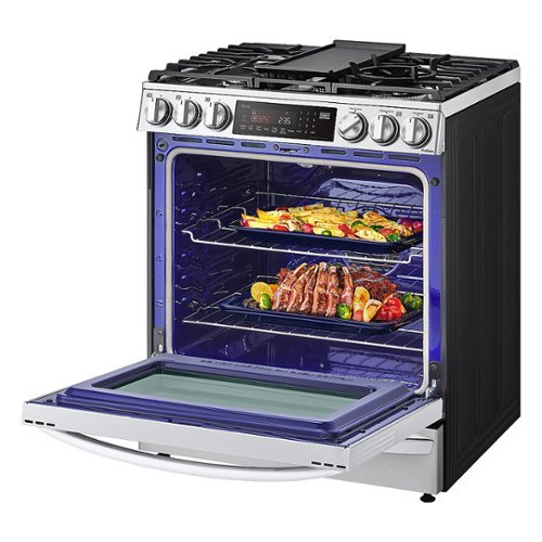 LG - 30-in Wide 6.3 Cu. Ft. Smart Slide-In Gas True Convection Range with 5 Burners, EasyClean and Air Sous-Vide - Stainless Steel