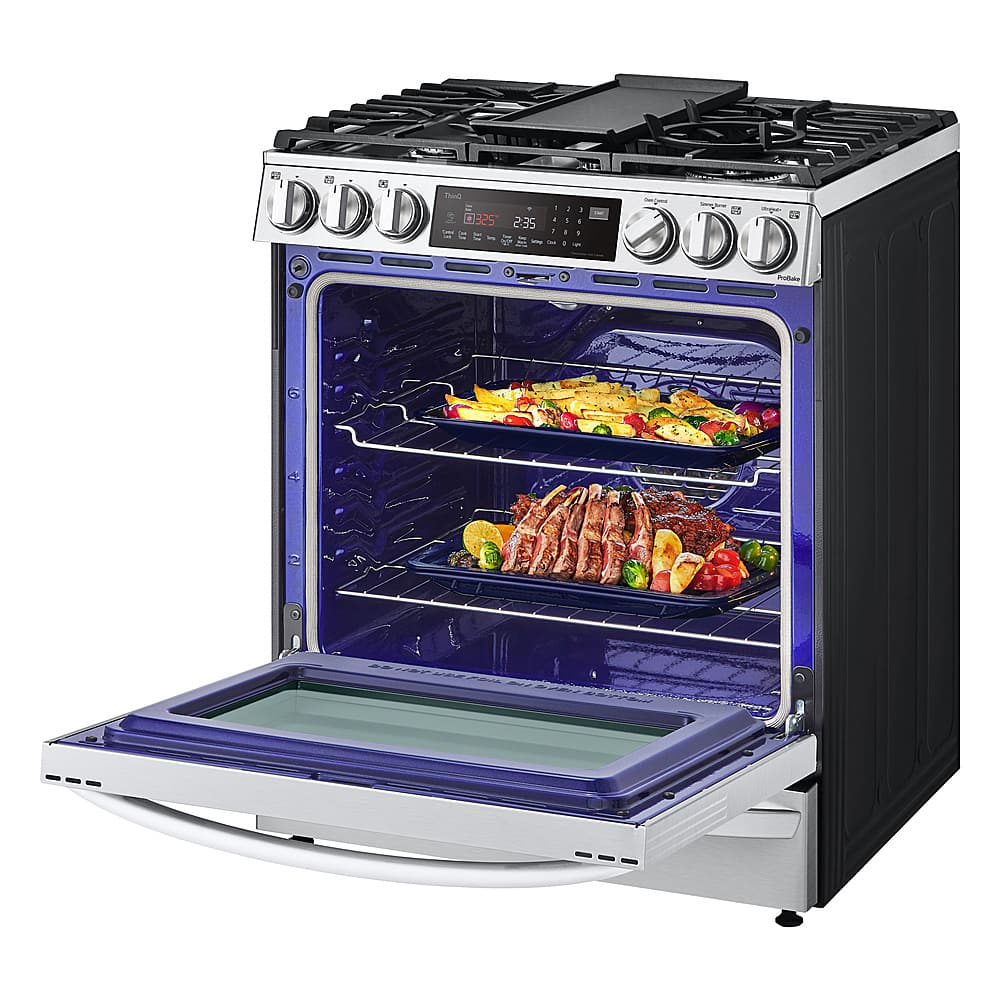 LG - 30-in Wide 6.3 Cu. Ft. Smart Slide-In Gas True Convection Range with 5 Burners, EasyClean and Air Sous-Vide - Stainless Steel