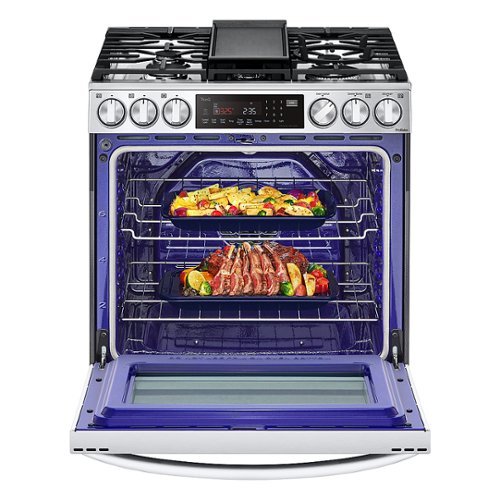 LG - 30-in Wide 6.3 Cu. Ft. Smart Slide-In Gas True Convection Range with 5 Burners, EasyClean and Air Sous-Vide - Stainless Steel