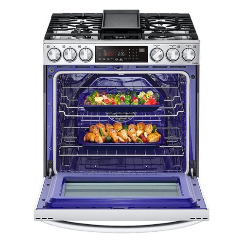 LG - 30-in Wide 6.3 Cu. Ft. Smart Slide-In Gas True Convection Range with 5 Burners, EasyClean and Air Sous-Vide - Stainless Steel