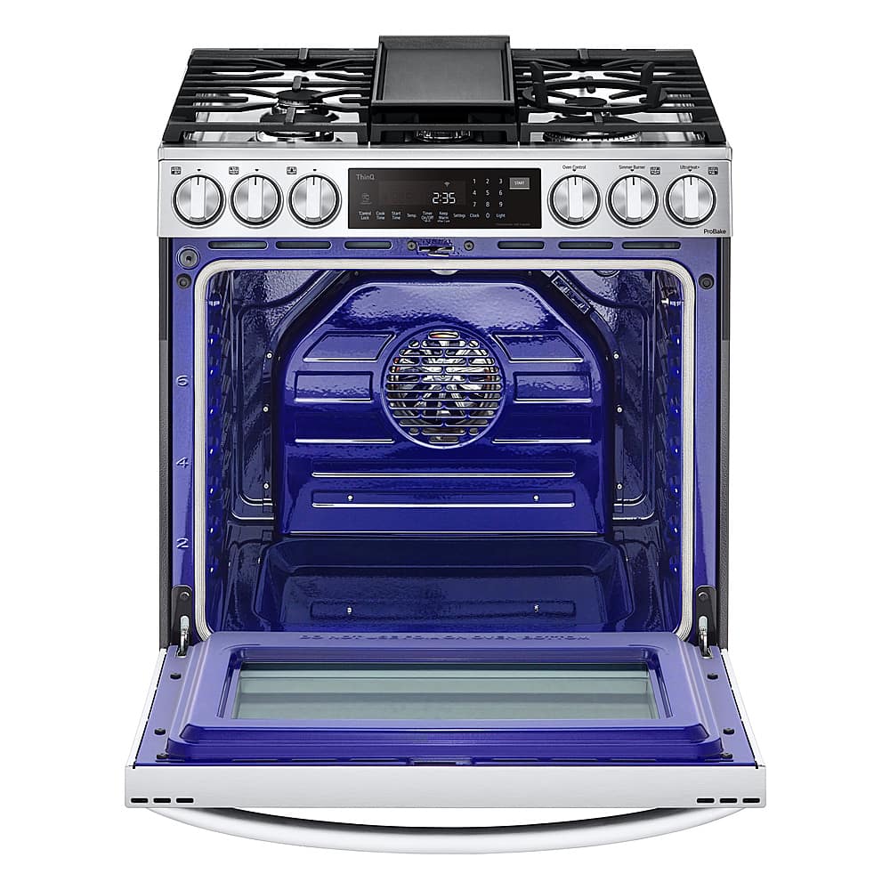 LG - 30-in Wide 6.3 Cu. Ft. Smart Slide-In Gas True Convection Range with 5 Burners, EasyClean and Air Sous-Vide - Stainless Steel
