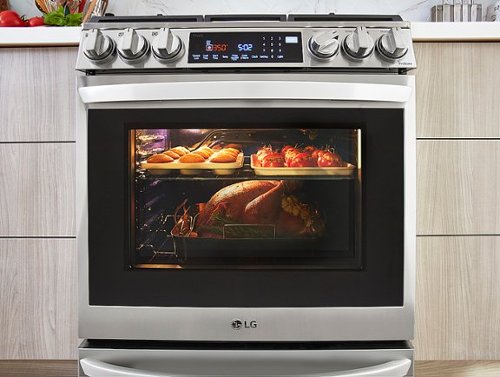 LG - 30-in Wide 6.3 Cu. Ft. Smart Slide-In Gas True Convection Range with 5 Burners, EasyClean and Air Sous-Vide - Stainless Steel