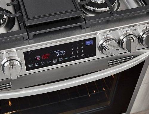 LG - 30-in Wide 6.3 Cu. Ft. Smart Slide-In Gas True Convection Range with 5 Burners, EasyClean and Air Sous-Vide - Stainless Steel