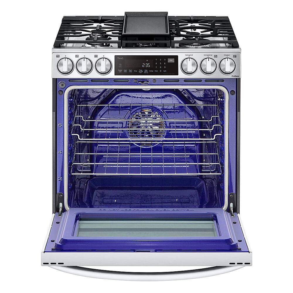 LG - 30-in Wide 6.3 Cu. Ft. Smart Slide-In Gas True Convection Range with 5 Burners, EasyClean and Air Sous-Vide - Stainless Steel