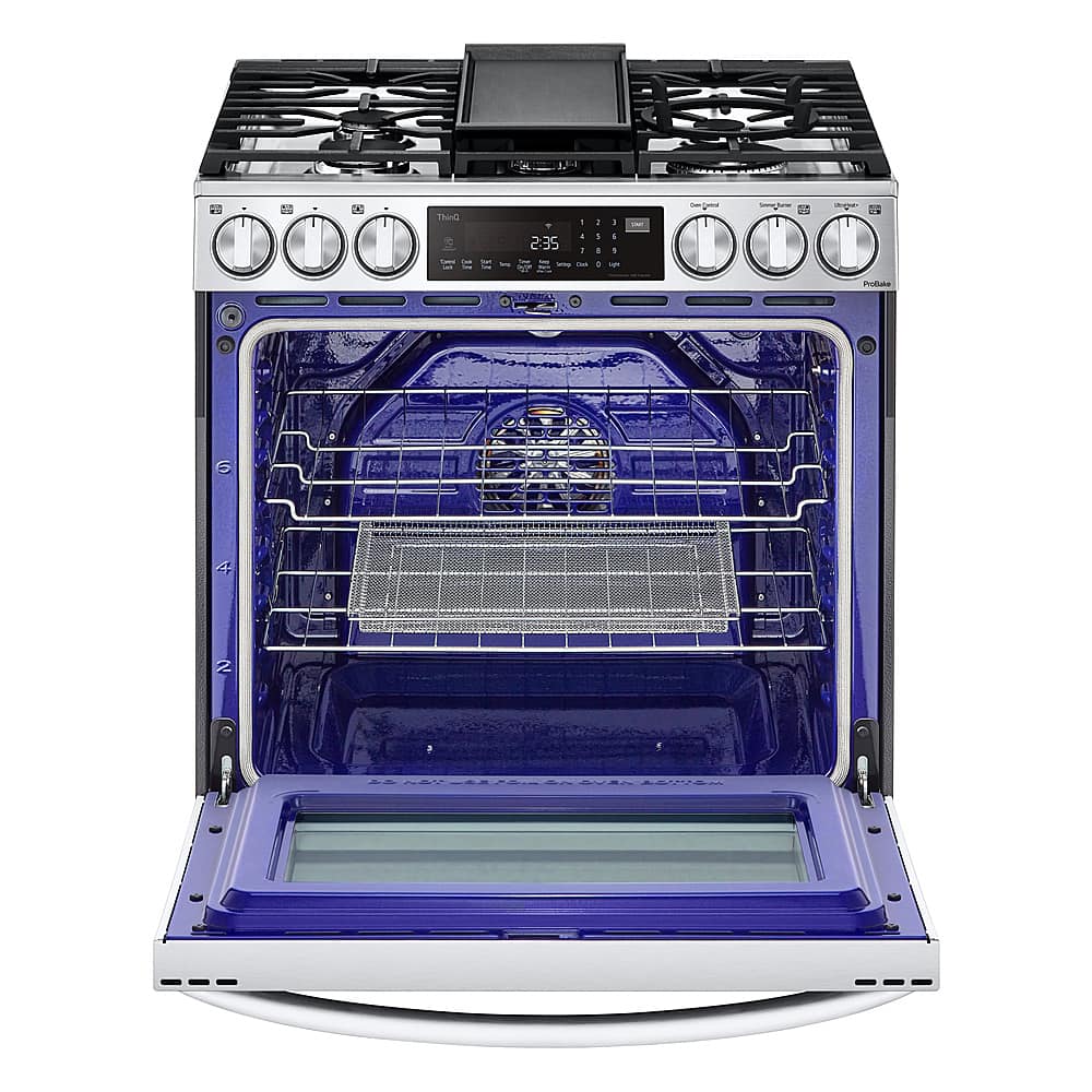 LG - 30-in Wide 6.3 Cu. Ft. Smart Slide-In Gas True Convection Range with 5 Burners, EasyClean and Air Sous-Vide - Stainless Steel