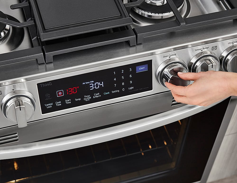 LG - 30-in Wide 6.3 Cu. Ft. Smart Slide-In Gas True Convection Range with 5 Burners, EasyClean and Air Sous-Vide - Stainless Steel