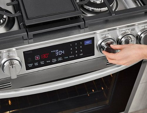 LG - 30-in Wide 6.3 Cu. Ft. Smart Slide-In Gas True Convection Range with 5 Burners, EasyClean and Air Sous-Vide - Stainless Steel
