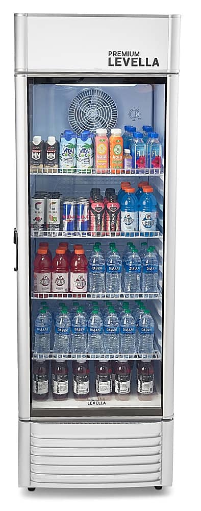 Premium Levella - 26 in. Wide 15.5 cu. ft. 1-Door Commercial Merchandiser Refrigerator Glass-Door Beverage Display Cooler - Silver