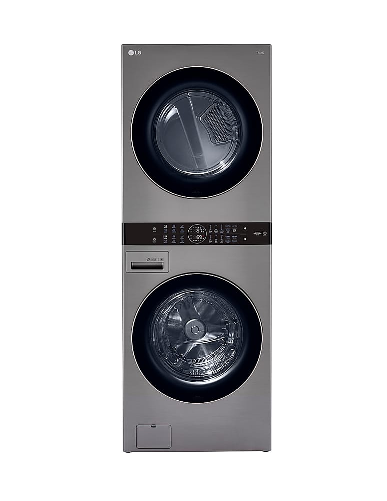 LG - 4.5 Cu. Ft. HE Smart Front Load Washer and 7.4 Cu. Ft. Electric Dryer WashTower with Steam and Built-In Intelligence - Graphite Steel