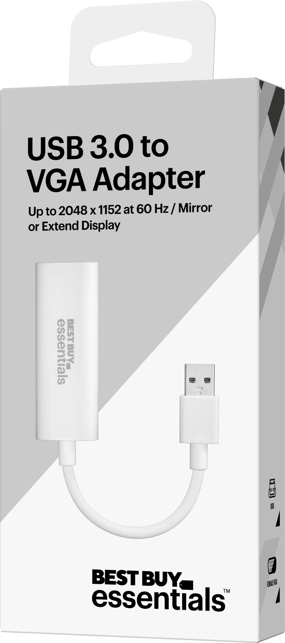 Best Buy essentials™ - USB to VGA Adapter - White