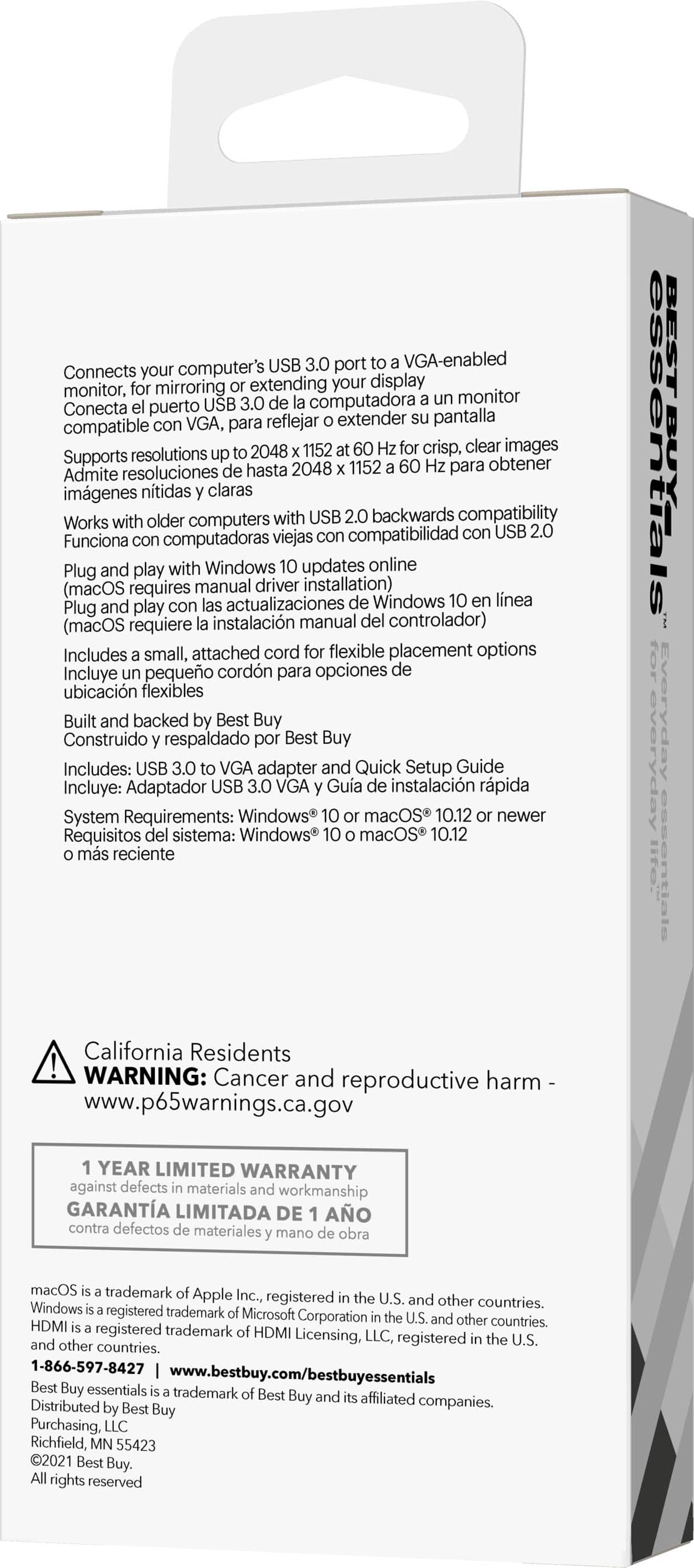 Best Buy essentials™ - USB to VGA Adapter - White