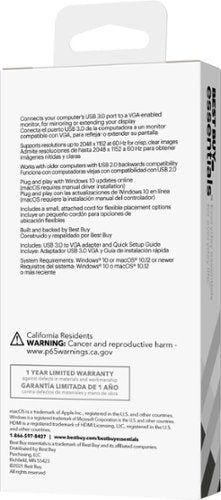 Best Buy essentials™ - USB to VGA Adapter - White
