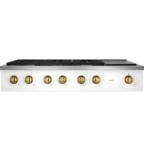 Café - 48" Built-In Gas Cooktop with 6 Burners, Customizable - Matte White