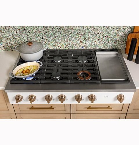 Café - 48" Built-In Gas Cooktop with 6 Burners, Customizable - Matte White