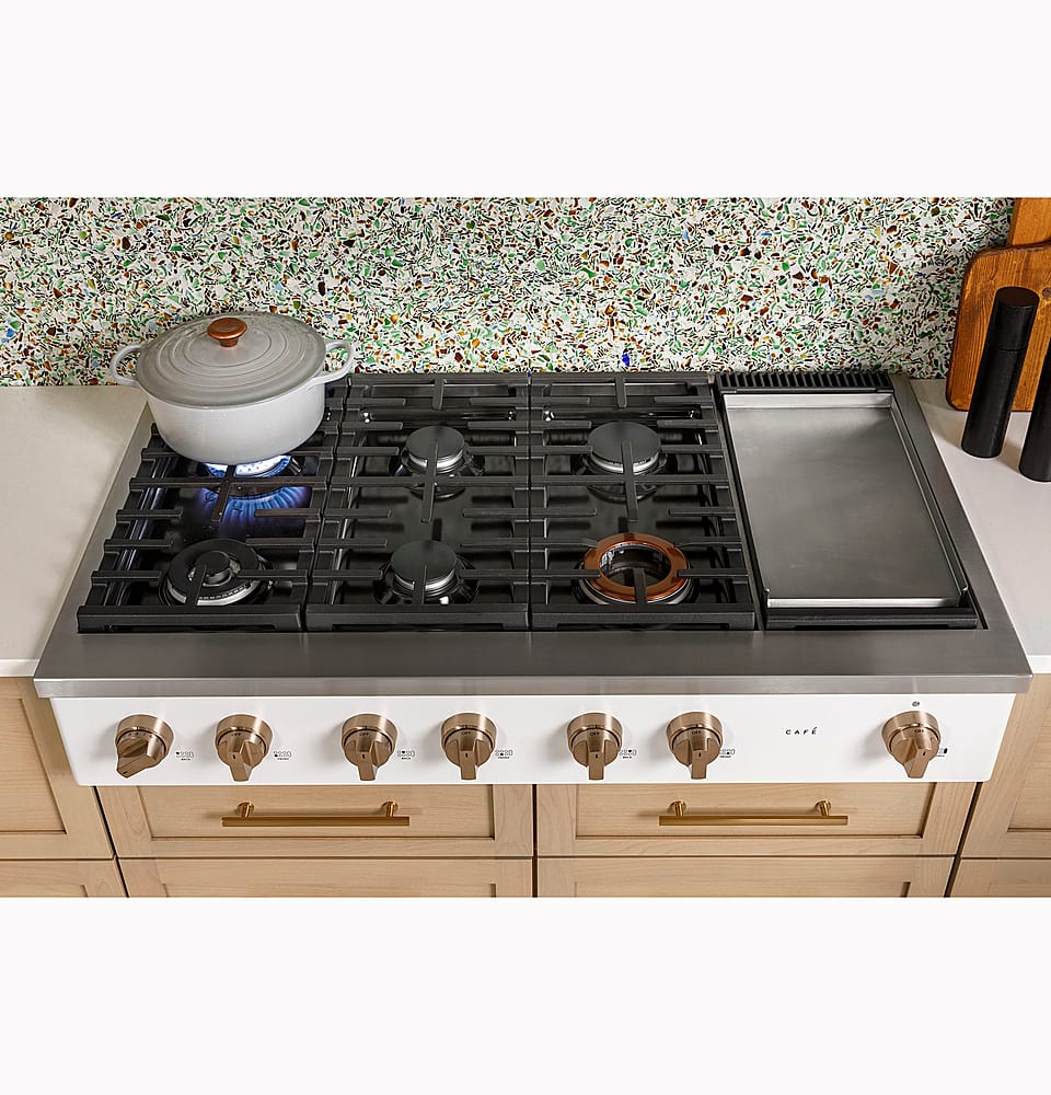 Café - 48" Built-In Gas Cooktop with 6 Burners, Customizable - Matte White