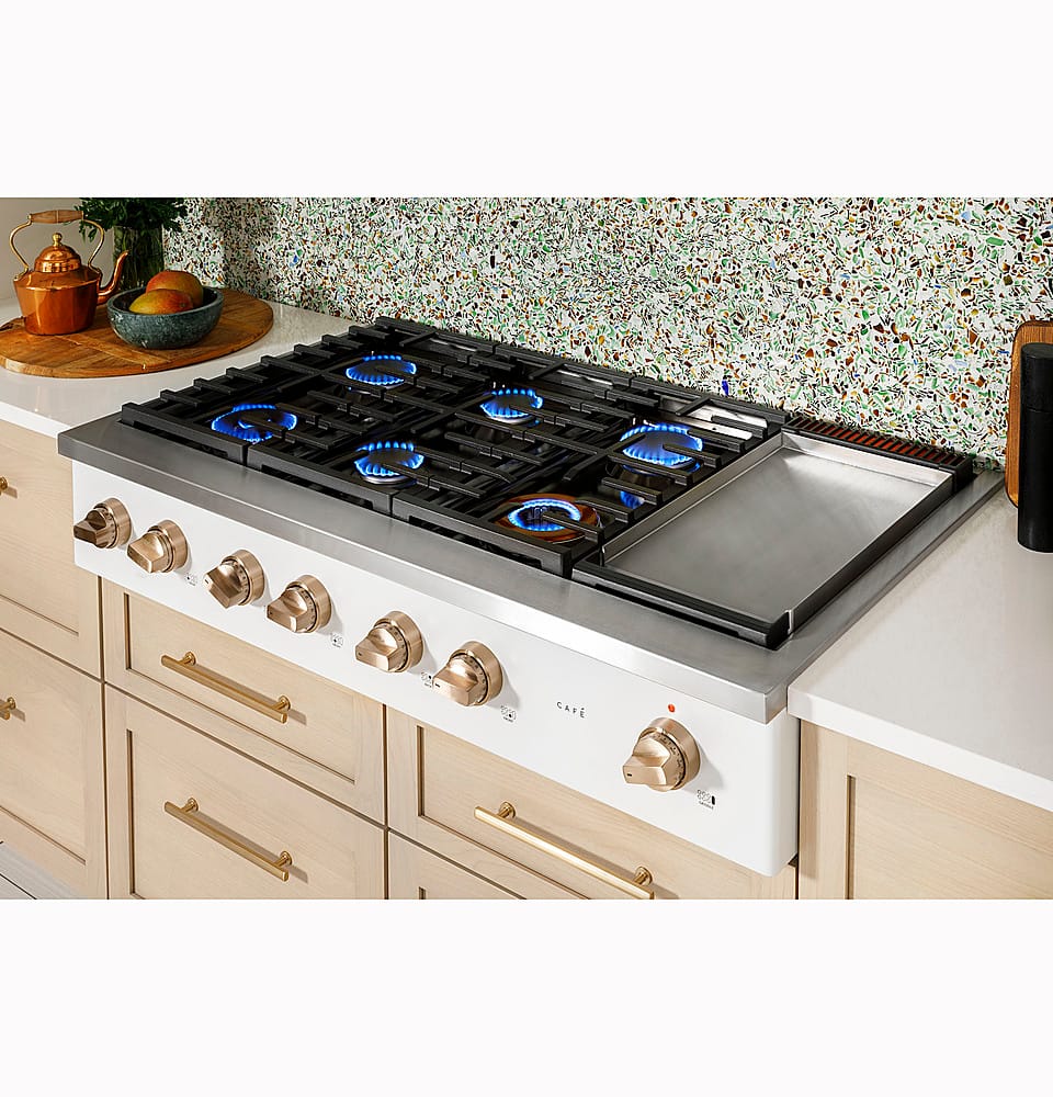 Café - 48" Built-In Gas Cooktop with 6 Burners, Customizable - Matte White