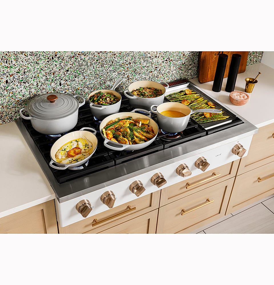 Café - 48" Built-In Gas Cooktop with 6 Burners, Customizable - Matte White