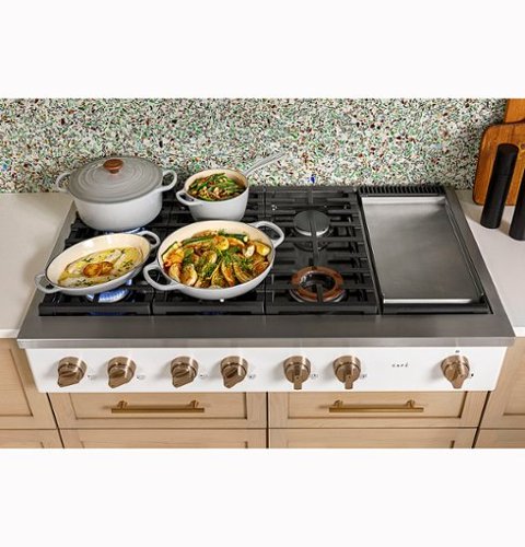 Café - 48" Built-In Gas Cooktop with 6 Burners, Customizable - Matte White