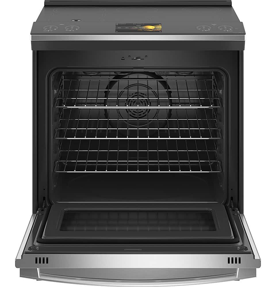 GE Profile - 30 in. Wide 5 Elements 5.3 Cu. Ft. Slide-In Electric Induction True Convection Range with No Preheat Air Fry and Wi-Fi - Stainless Steel