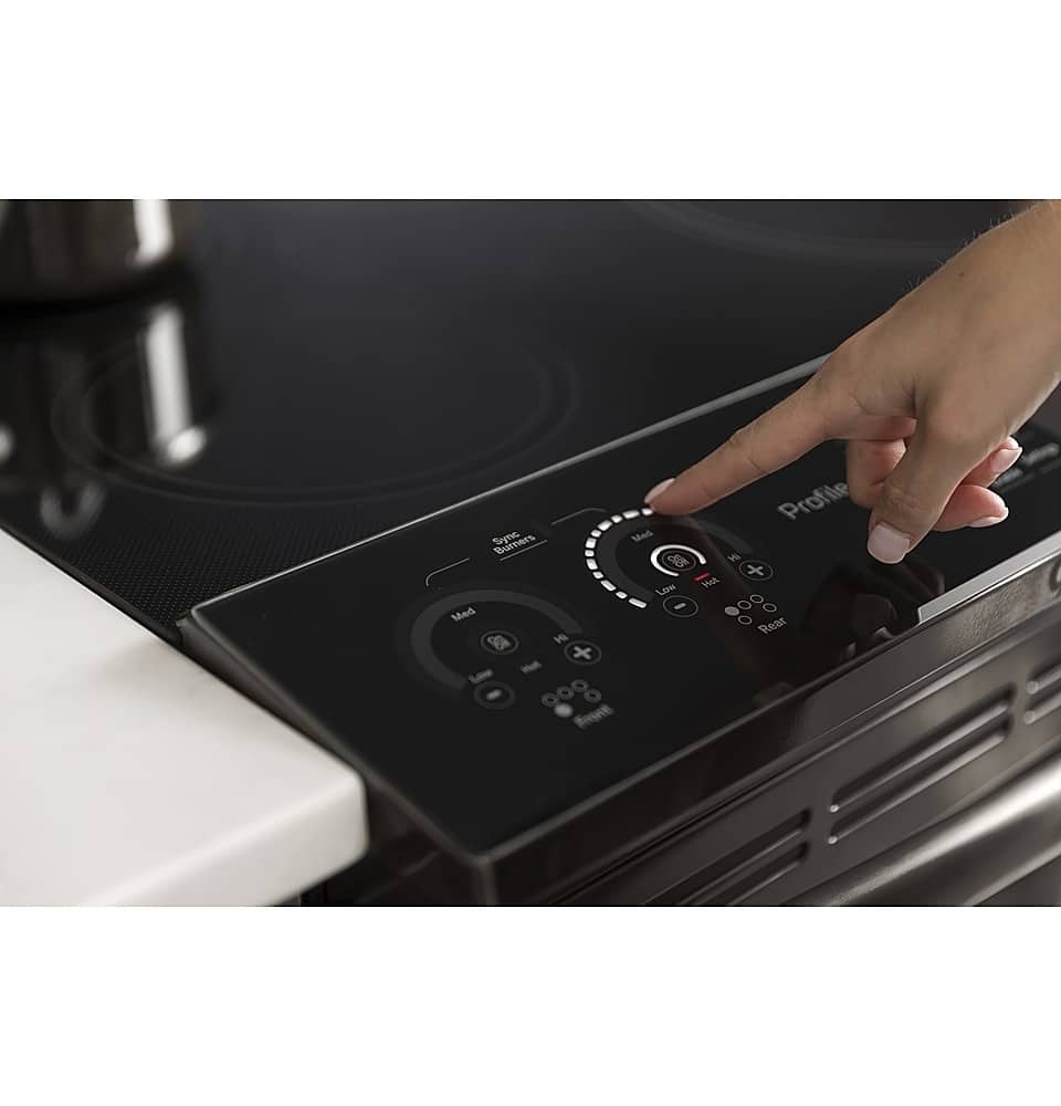 GE Profile - 30 in. Wide 5 Elements 5.3 Cu. Ft. Slide-In Electric Induction True Convection Range with No Preheat Air Fry and Wi-Fi - Stainless Steel