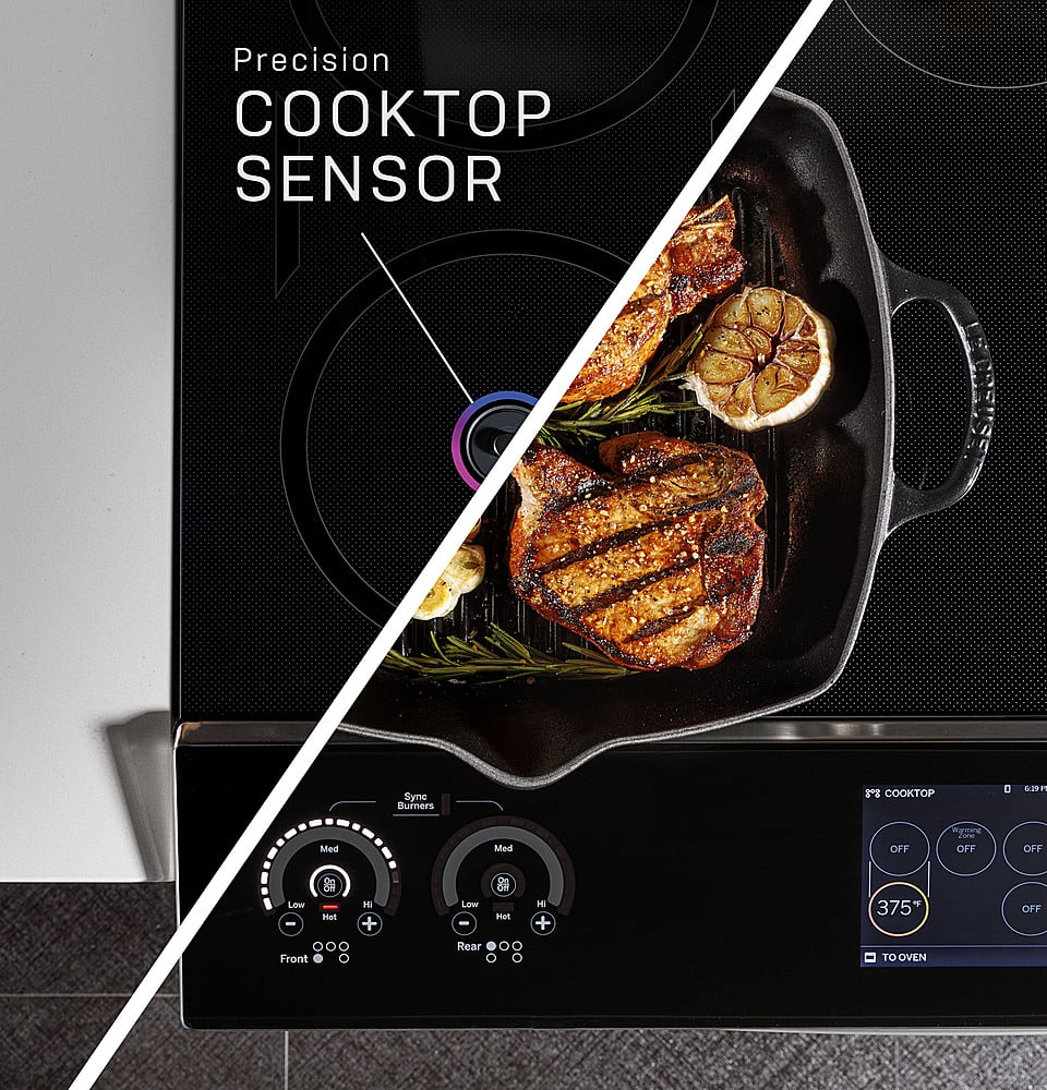 GE Profile - 30 in. Wide 5 Elements 5.3 Cu. Ft. Slide-In Electric Induction True Convection Range with No Preheat Air Fry and Wi-Fi - Stainless Steel