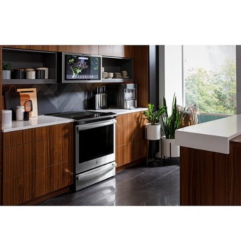 GE Profile - 30 in. Wide 5 Elements 5.3 Cu. Ft. Slide-In Electric Induction True Convection Range with No Preheat Air Fry and Wi-Fi - Stainless Steel