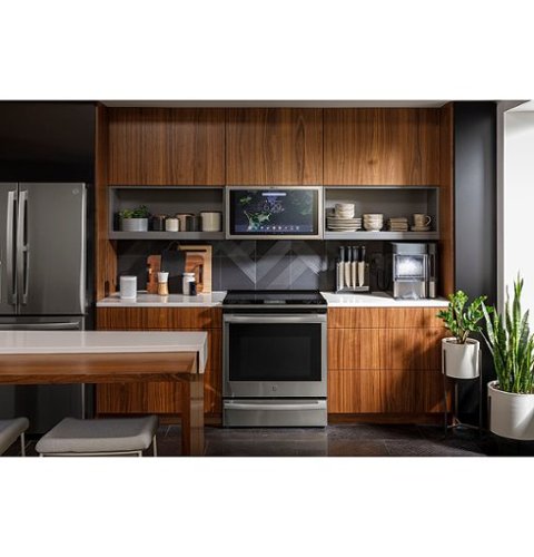 GE Profile - 30 in. Wide 5 Elements 5.3 Cu. Ft. Slide-In Electric Induction True Convection Range with No Preheat Air Fry and Wi-Fi - Stainless Steel