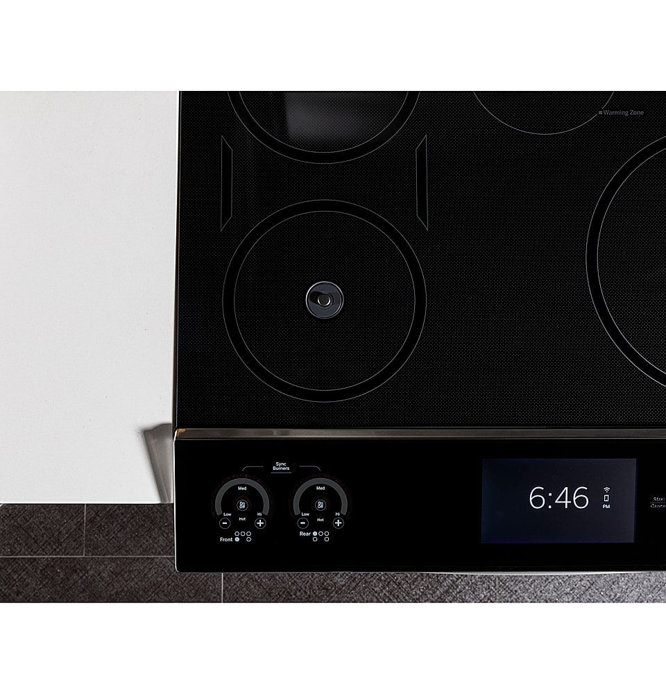 GE Profile - 30 in. Wide 5 Elements 5.3 Cu. Ft. Slide-In Electric Induction True Convection Range with No Preheat Air Fry and Wi-Fi - Stainless Steel