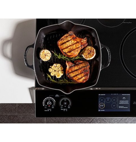 GE Profile - 30 in. Wide 5 Elements 5.3 Cu. Ft. Slide-In Electric Induction True Convection Range with No Preheat Air Fry and Wi-Fi - Stainless Steel