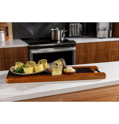 GE Profile - 30 in. Wide 5 Elements 5.3 Cu. Ft. Slide-In Electric Induction True Convection Range with No Preheat Air Fry and Wi-Fi - Stainless Steel