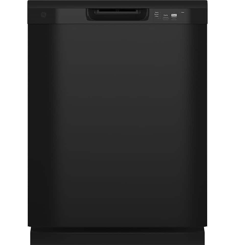 GE - 24" Front Control Built-In Plastic Tub Dishwasher with Extra Heavy Duty Wash Cycle and 60dBA - Black