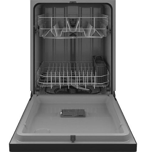 GE - 24" Front Control Built-In Plastic Tub Dishwasher with Extra Heavy Duty Wash Cycle and 60dBA - Black