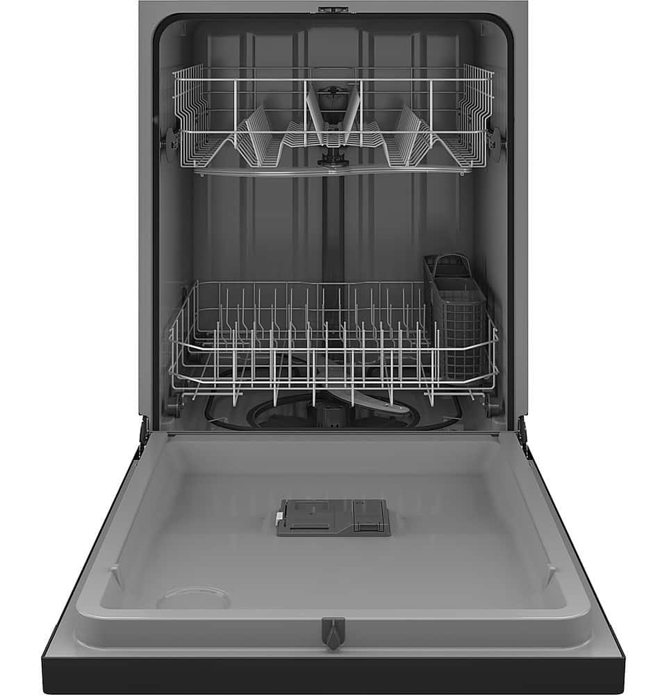 GE - 24" Front Control Built-In Plastic Tub Dishwasher with Extra Heavy Duty Wash Cycle and 60dBA - Black
