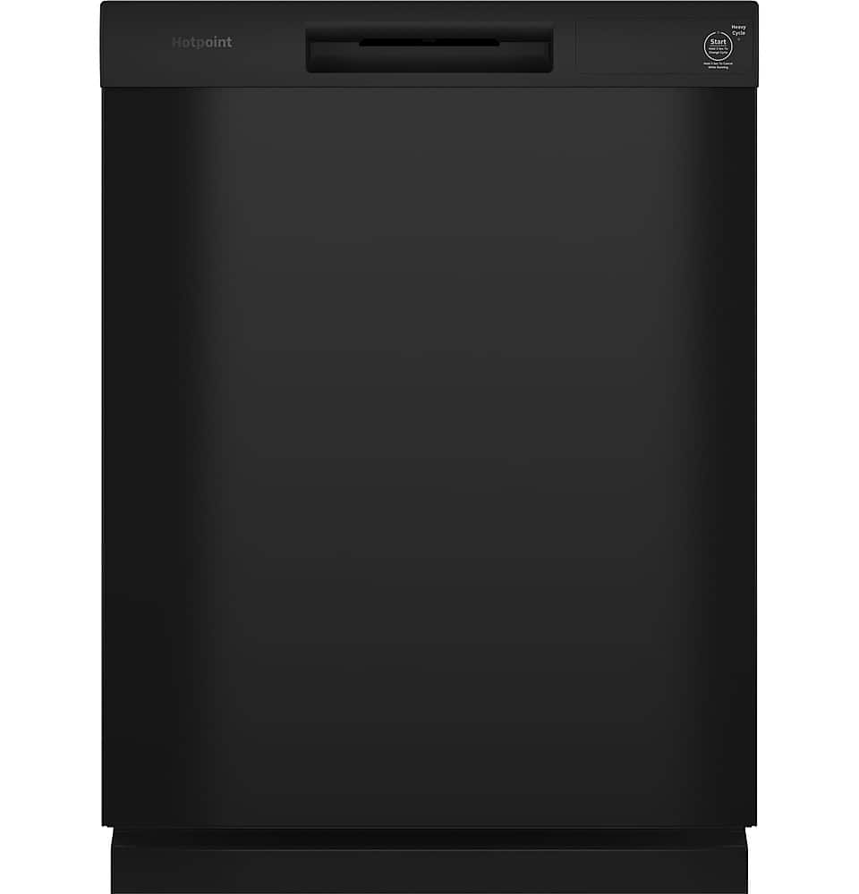 Hotpoint - 24" Front Control Built-In Plastic Tub Dishwasher with Water Leak Sensor and 60dBA - Black