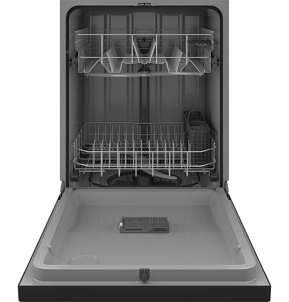 Hotpoint - 24" Front Control Built-In Plastic Tub Dishwasher with Water Leak Sensor and 60dBA - Black