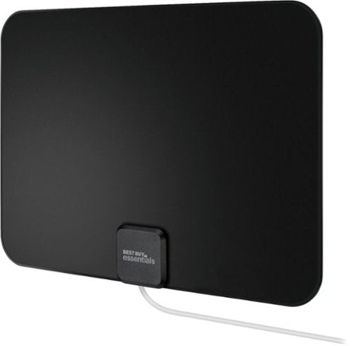 Best Buy essentials™ - Thin Indoor HDTV Antenna - 35 Mile Range - Black/White