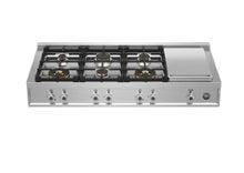 Bertazzoni - 48 in. Wide 6 Burner Professional Series Gas Rangetop with  with Electric Griddle. - Stainless Steel