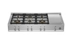 Bertazzoni - 48 in. Wide 6 Burner Professional Series Gas Rangetop with  with Electric Griddle. - Stainless Steel